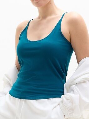 NWT Athleta Signature Rib Thin Strap Tank - M - Coastal Teal